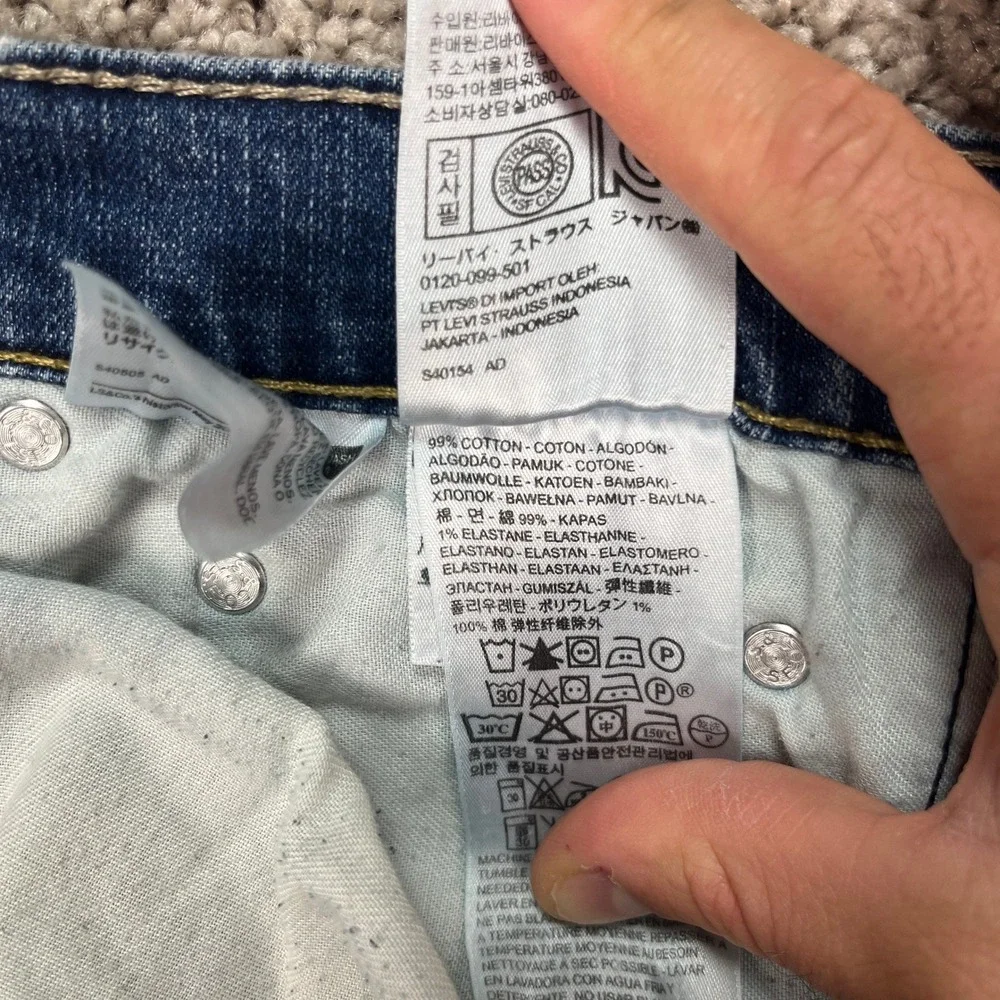 Levi's 514 Mens Jeans‎ 36x30 Regular Fit Blue Wash Denim Distressed